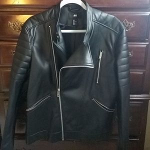 Men's LEATHER MOTO JACKET BY H&M sz M